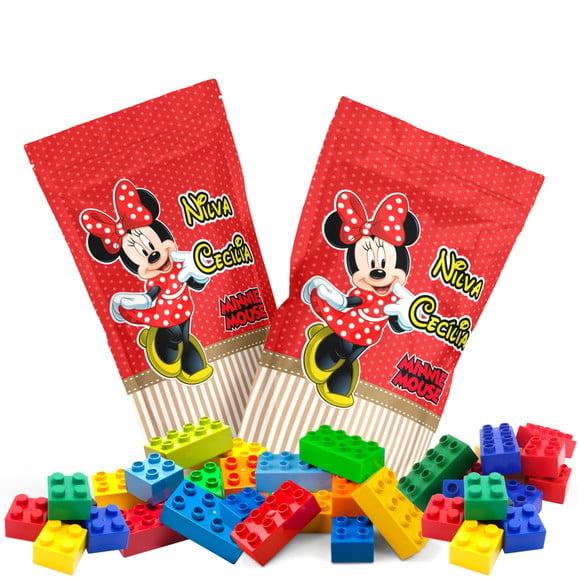 Saquinho Metalizado Ziplock Blocos de Montar Minnie Vermelha no P