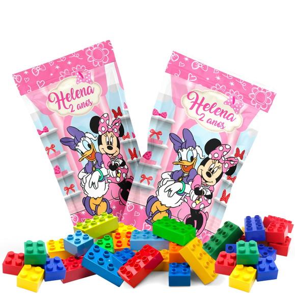 Saquinho Metalizado Ziplock Blocos de Montar Minnie e Margarida n