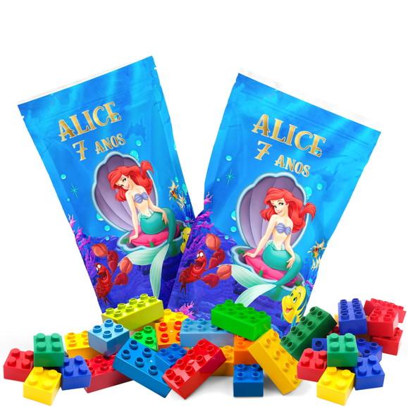 Saquinho Metalizado Ziplock Blocos de Montar Pequena Sereia Ariel