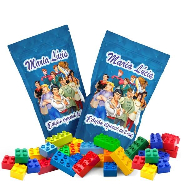 Saquinho Metalizado Ziplock Blocos de Montar Príncipes Disney no