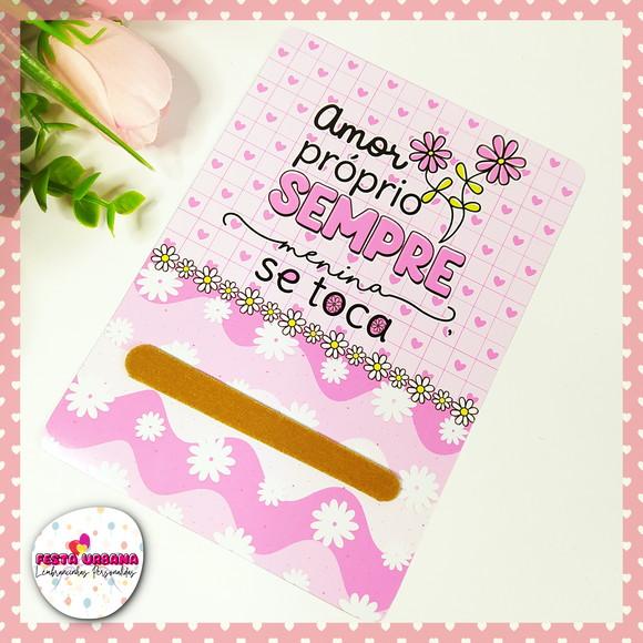 Cartão Com Mini Lixa Outubro Rosa | Lembrancinha Festa Infantil