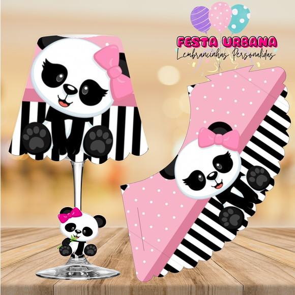 Cúpula para Abajur na Taça Panda Rosa | Lembrancinha Festa Infa