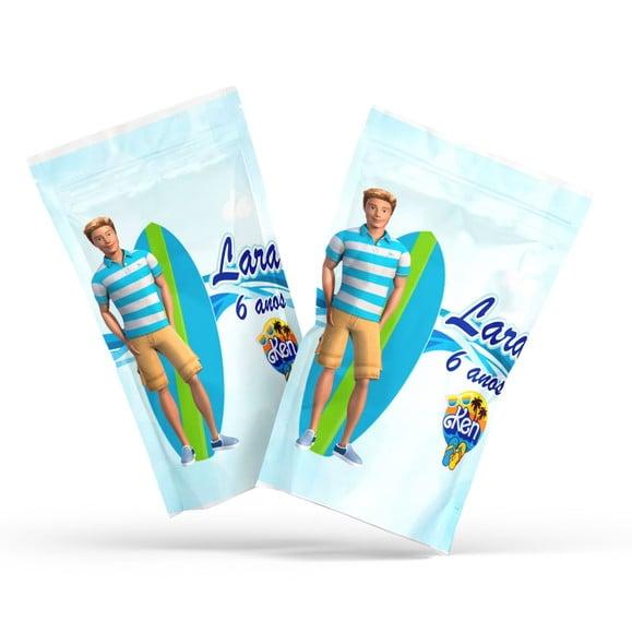 Saquinho Metalizado Ziplock Fini Ken Barbie no Zip Lock Personali