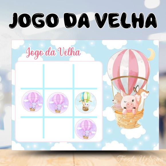 Jogo da Velha Personalizada Animais Baloeiros | Lembrancinha Fest