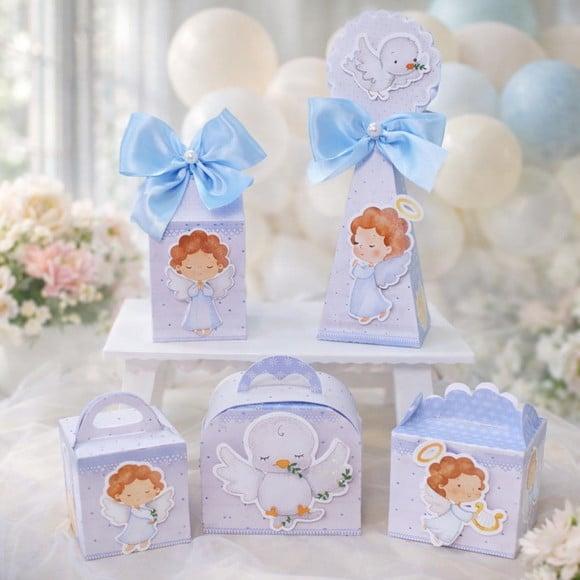 Kit 40 Caixinhas Batizado Menino Lembrancinhas Personalizada | Le