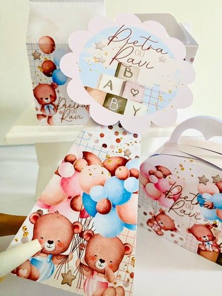 Kit 40 Caixinhas Chá Revelação Personalizadas Lembrancinha | L