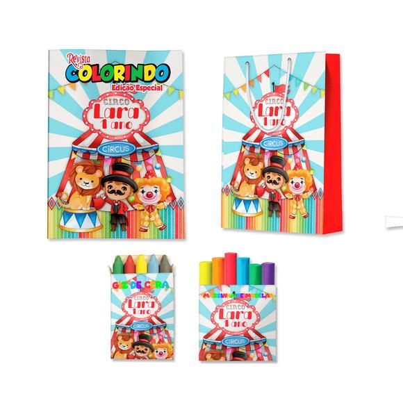 Livro de Colorir + Massinha e Sacola Circo Rosa Aquarela Menina P