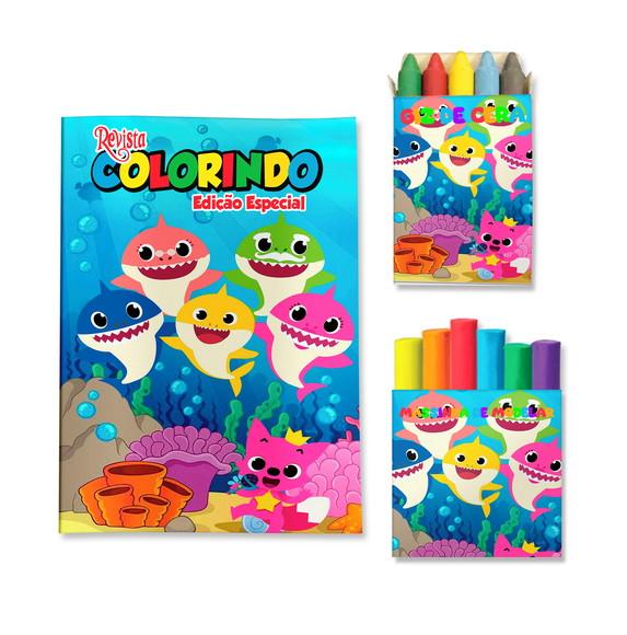Livro de Colorir Massinha Baby Shark Personalizado | Kit Colorir 