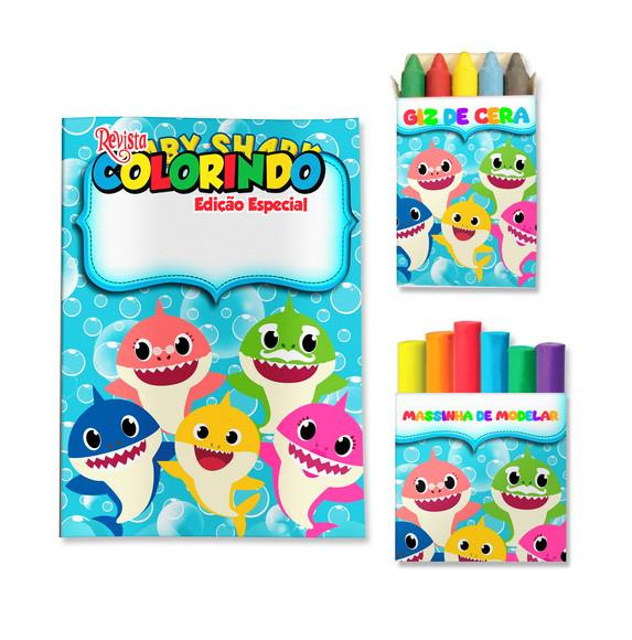 Livro de Colorir Massinha Baby Shark Personalizado | Kit Colorir 
