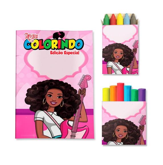 Livro de Colorir Massinha Barbie Negra Personalizado | Kit Colori
