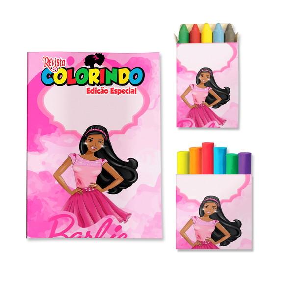 Livro de Colorir Massinha Barbie Negra Personalizado | Kit Colori
