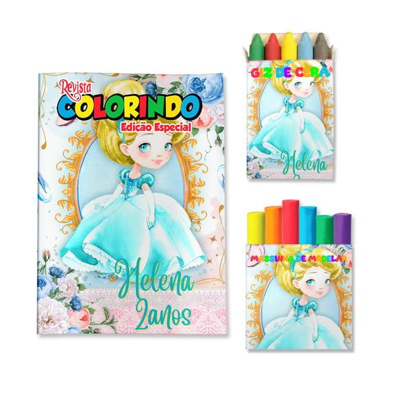 Livro de Colorir Massinha Cinderela Personalizado | Kit Colorir I