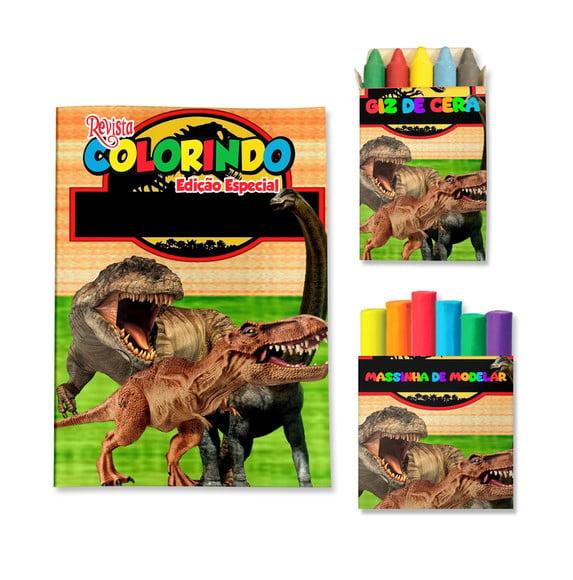 Livro de Colorir Massinha Dinossauro Personalizado | Kit Colorir 