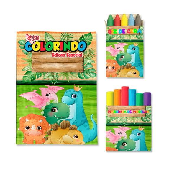 Livro de Colorir Massinha Dinossauro Cute Baby Personalizado | Ki