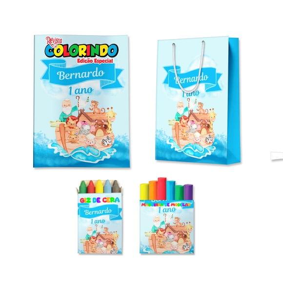 Livro de Colorir Massinha e Sacola Arca de Noé Personalizado | K