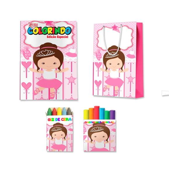 Livro de Colorir Massinha e Sacola Bailarina Personalizado | Kit 
