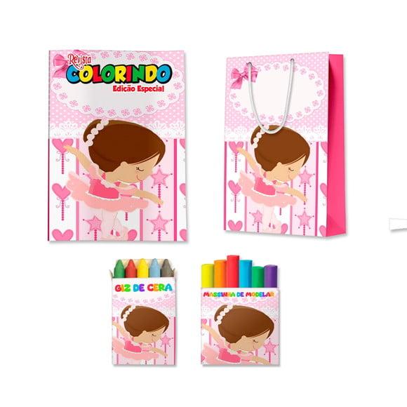 Livro de Colorir Massinha e Sacola Bailarina Personalizado | Kit 