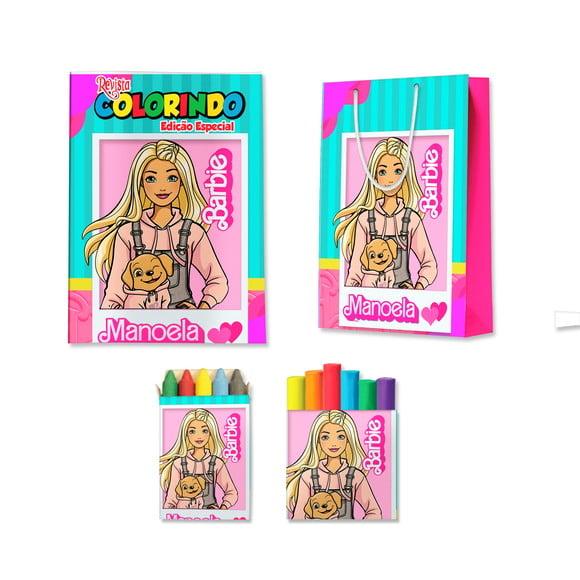 Livro de Colorir Massinha e Sacola Barbie Personalizado | Kit Col
