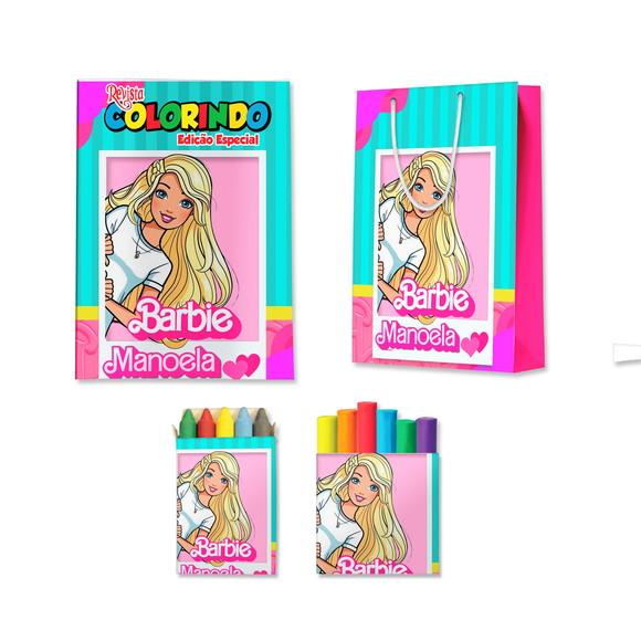 Livro de Colorir Massinha e Sacola Barbie Personalizado | Kit Col