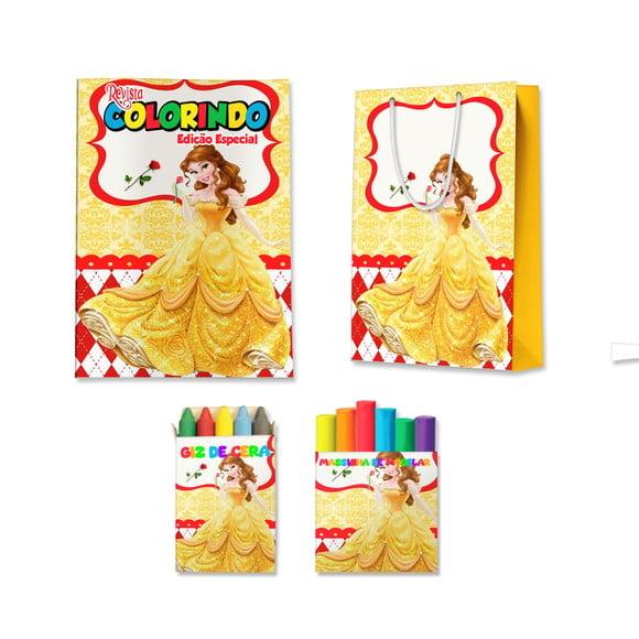 Livro de Colorir Massinha e Sacola Bela e a Fera Personalizado | 