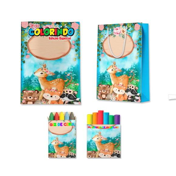 Livro de Colorir Massinha e Sacola Bosque Encantado Personalizado