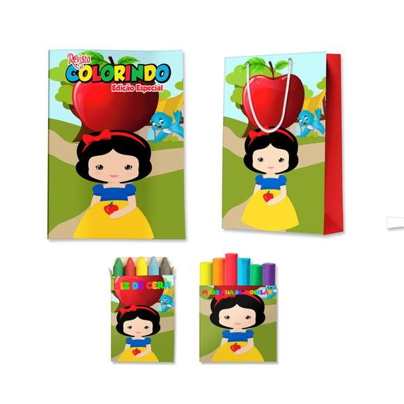Livro de Colorir Massinha e Sacola Branca de Neve Personalizado |