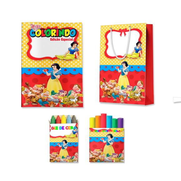 Livro de Colorir Massinha e Sacola Branca de Neve Personalizado |