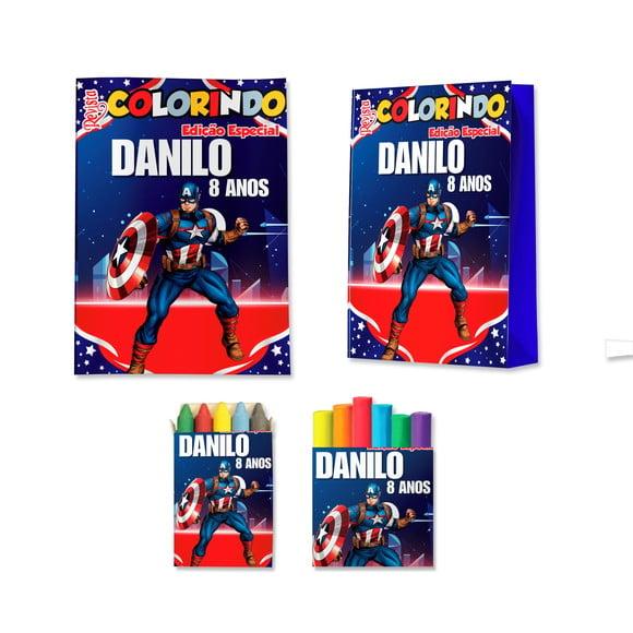 Livro de Colorir Massinha e Sacola Capitão América Personalizad