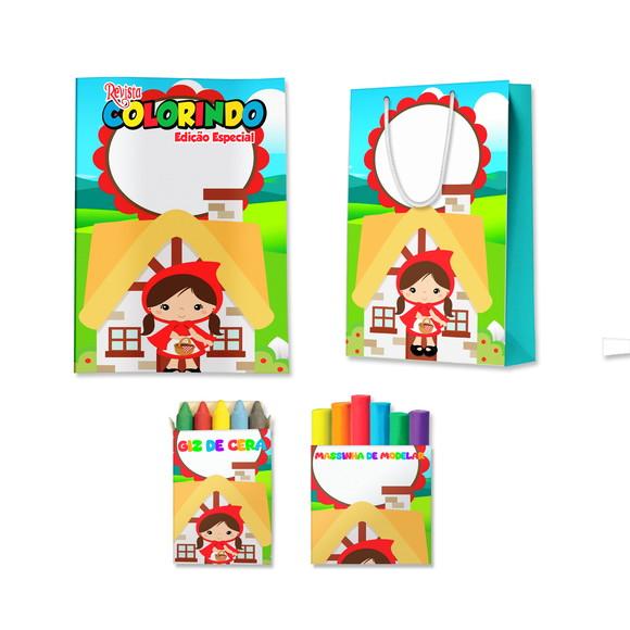 Livro de Colorir Massinha e Sacola Chapeuzinho Vermelho Personali