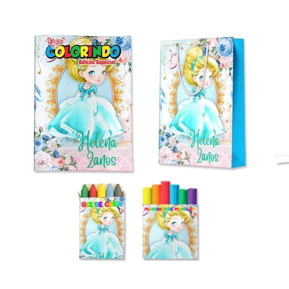 Livro de Colorir Massinha e Sacola Cinderela Cute Baby Personaliz