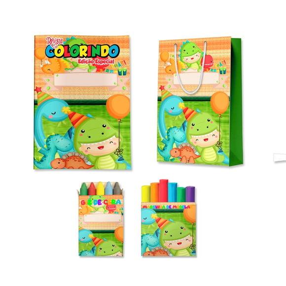 Livro de Colorir Massinha e Sacola Dinossauro Cute Baby Personali
