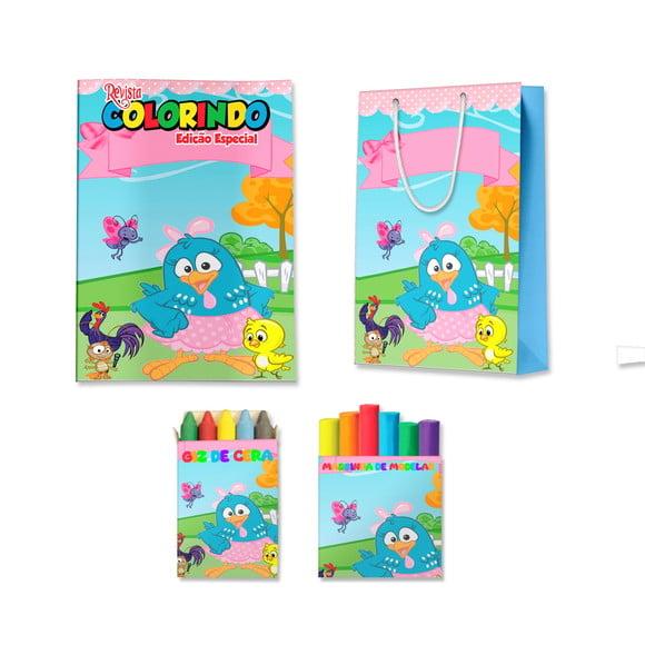 Livro de Colorir Massinha e Sacola Galinha Pintadinha Rosa Person