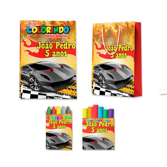 Livro de Colorir Massinha e Sacola Hot Wheels Personalizado | Kit