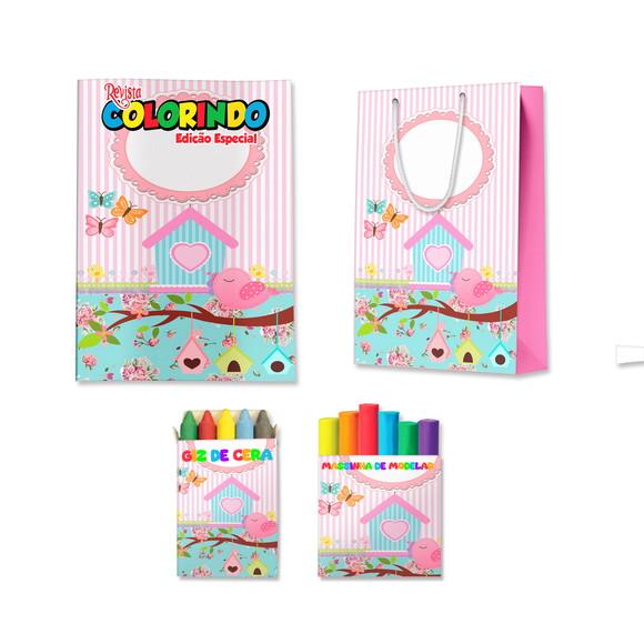 Livro de Colorir Massinha e Sacola Jardim Encantado Personalizado