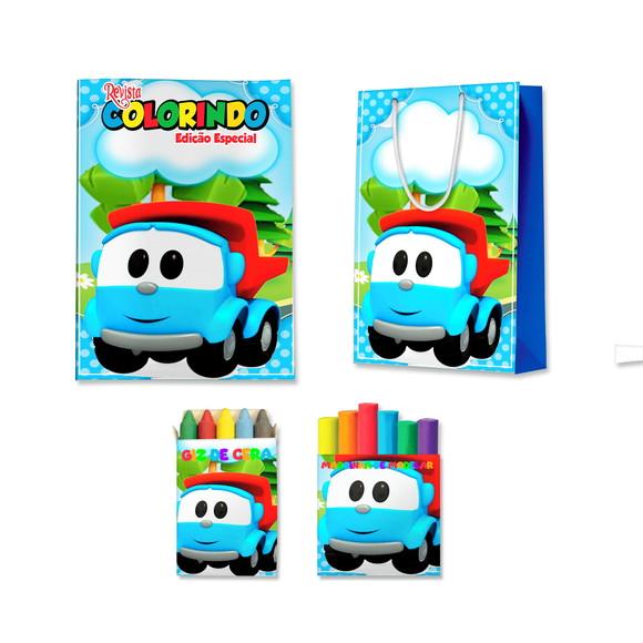 Livro de Colorir Massinha e Sacola Leo o Caminhão Personalizado 
