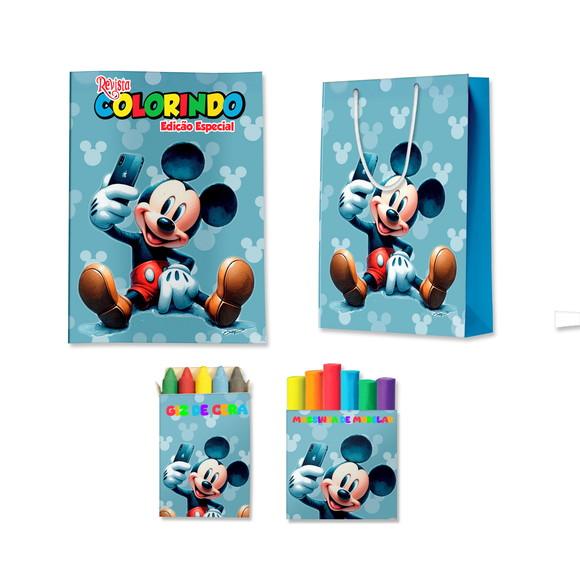 Livro de Colorir Massinha e Sacola Mickey Aquarela Personalizado 