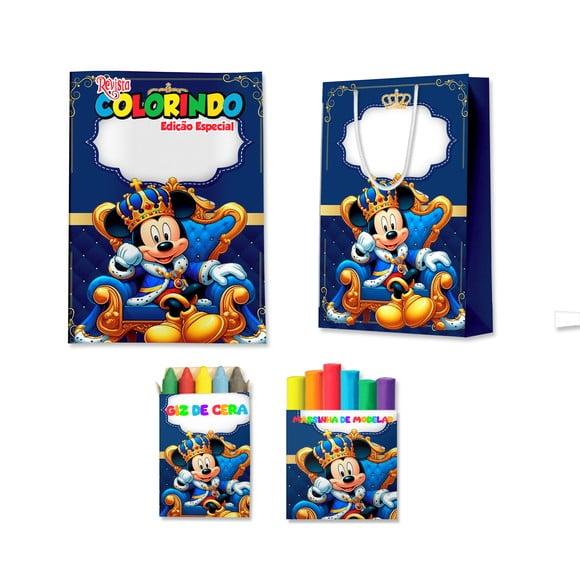 Livro de Colorir Massinha e Sacola Mickey Realeza Personalizado |