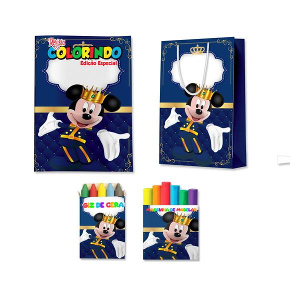 Livro de Colorir Massinha e Sacola Mickey Realeza Personalizado |