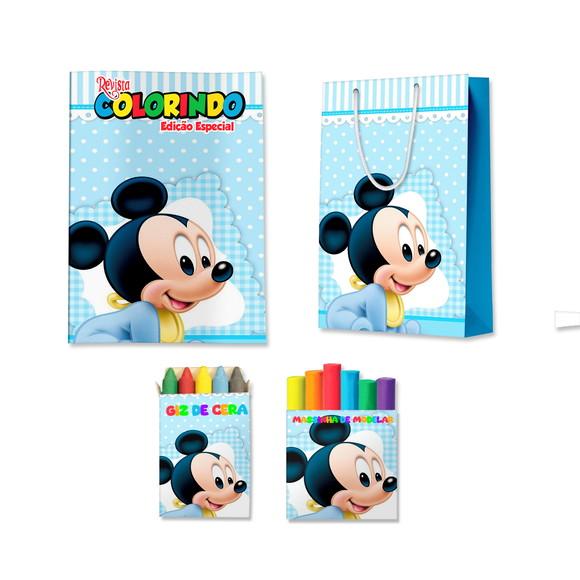 Livro de Colorir Massinha e Sacola Mickey Baby Personalizado | Ki