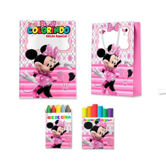 Livro de Colorir Massinha e Sacola Minnie Rosa Personalizado | Ki