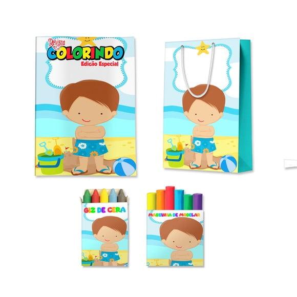Livro de Colorir Massinha e Sacola Pool Party Menino Personalizad