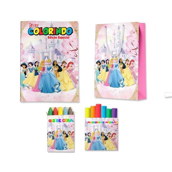 Livro de Colorir Massinha e Sacola Princesas Personalizado | Kit 