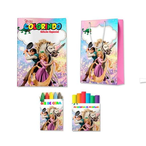 Livro de Colorir Massinha e Sacola Rapunzel Enrolados Personaliza