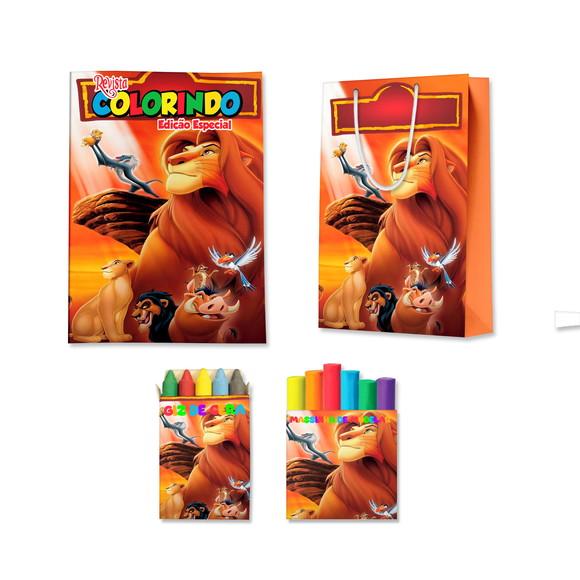 Livro de Colorir Massinha e Sacola Rei Leão Personalizado | Kit 