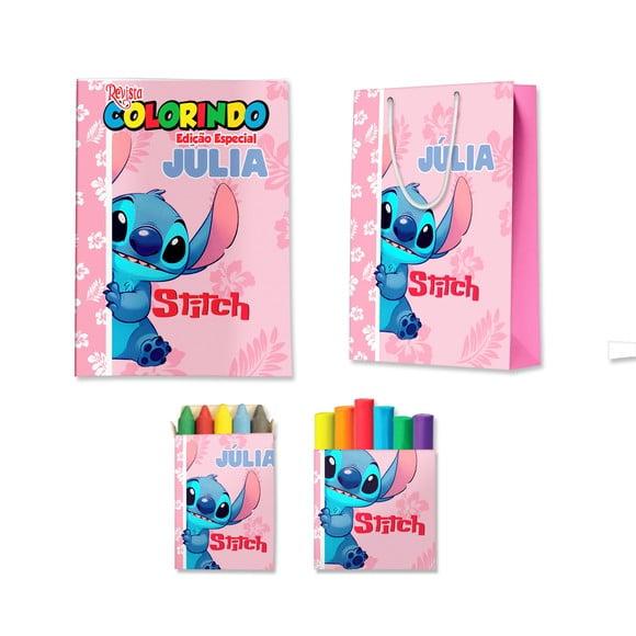 Livro de Colorir Massinha e Sacola Stitch Personalizado | Kit Col