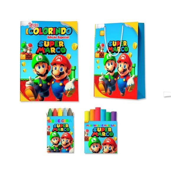 Livro de Colorir Massinha e Sacola Super Mario Personalizado | Ki