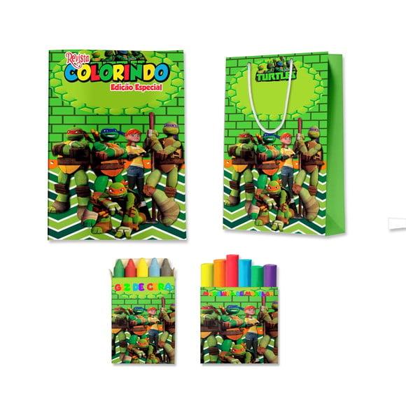 Livro de Colorir Massinha e Sacola Tartarugas Ninja Personalizado