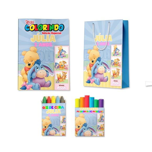 Livro de Colorir Massinha e Sacola Ursinho Pooh Personalizado | K