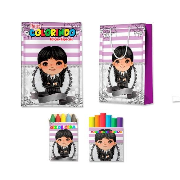 Livro de Colorir Massinha e Sacola Wandinha Personalizado | Kit C