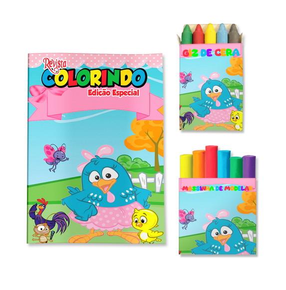 Livro de Colorir Massinha Galinha Pintadinha Personalizado | Kit 